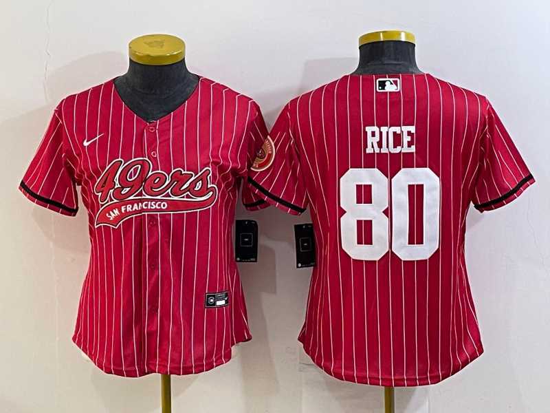 Women's San Francisco 49ers #80 Jerry Rice Red Pinstripe With Patch Cool Base Stitched Baseball Jersey,We sell and wholesale Women's San Francisco 49ers #80 Jerry Rice Red Pinstripe With Patch Cool Base Stitched Baseball Jersey on line form chian!